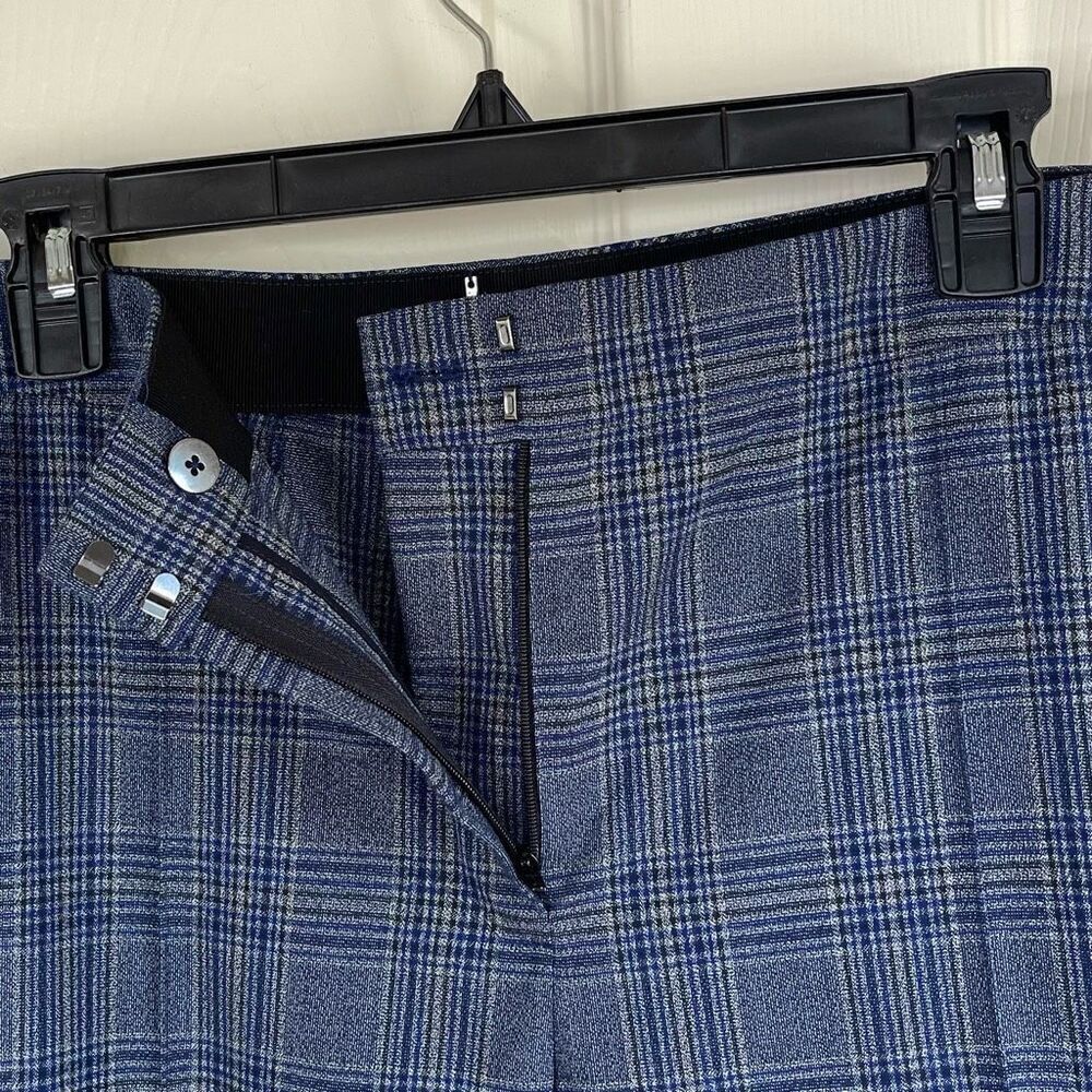 Elie Tahari Leena Plaid Cropped Pants (Blue Plaid) - Medium - Picture 6 of 12